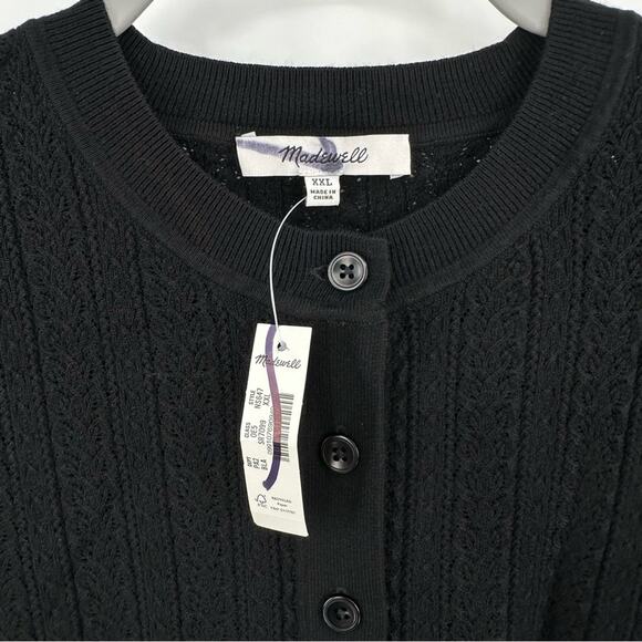 Madewell The Signature Open Knit Cardigan in black Size XXL - Picture 3 of 7